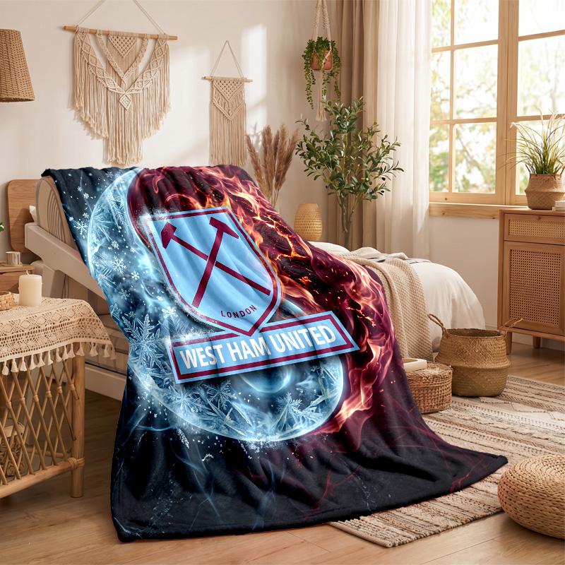West Ham United Football Print Flannel Blanket Soft Warm Sofa Bed Throw Blanket For Home Office Bedroom