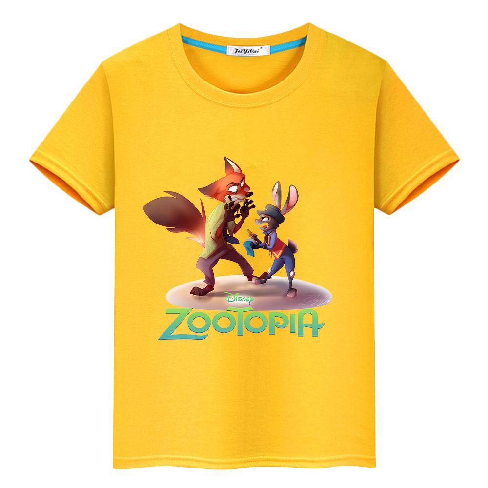 T-Shirt für Kinder Junge 10 Jahre Zootopia 2 Druck 100% Baumwolle Anime Kurz Kawaii Oberteile Pride T-Shirt y2k One Piece Mädchenkleidung