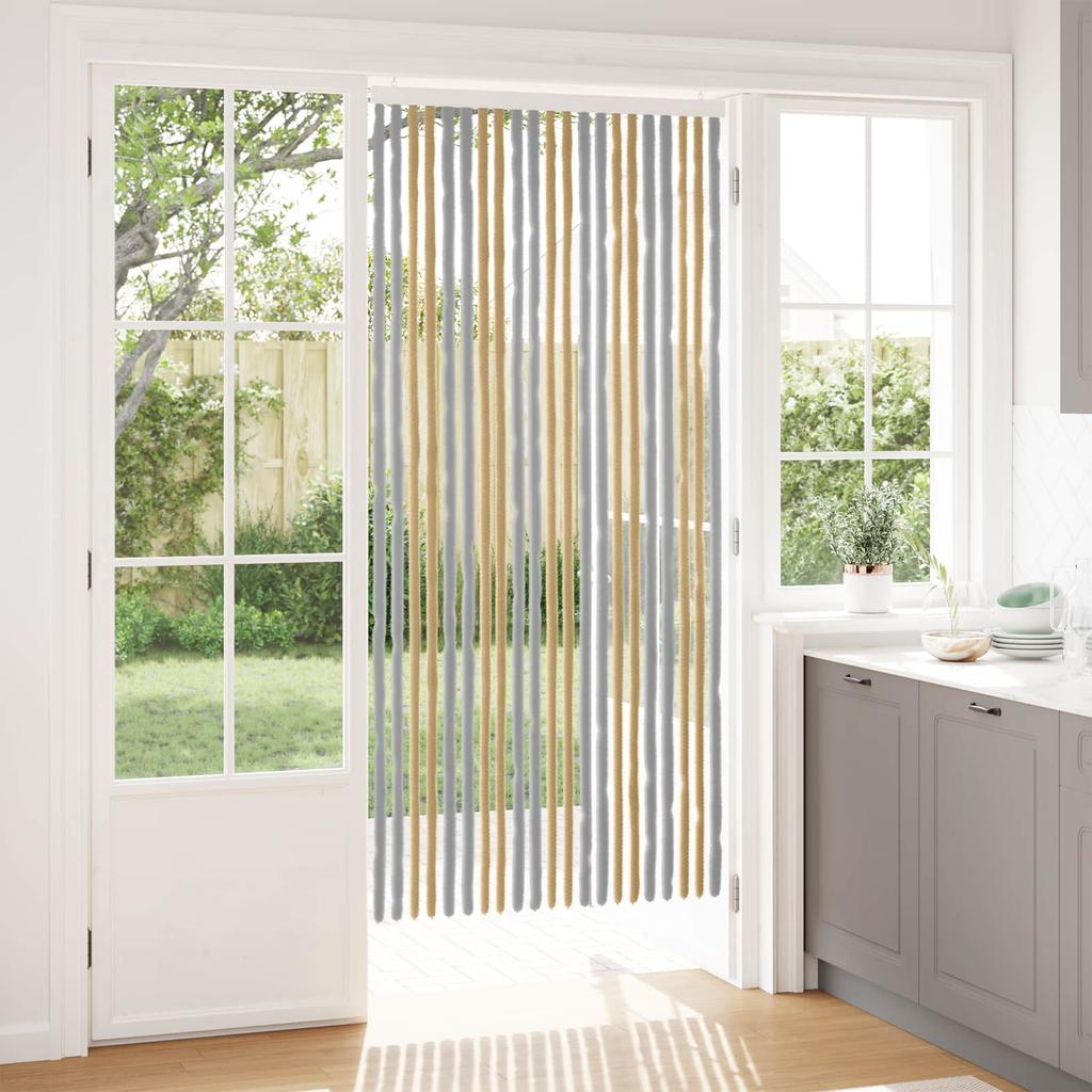 Insect Protection Curtain Chenille Grey and Beige 90 x 200 cm