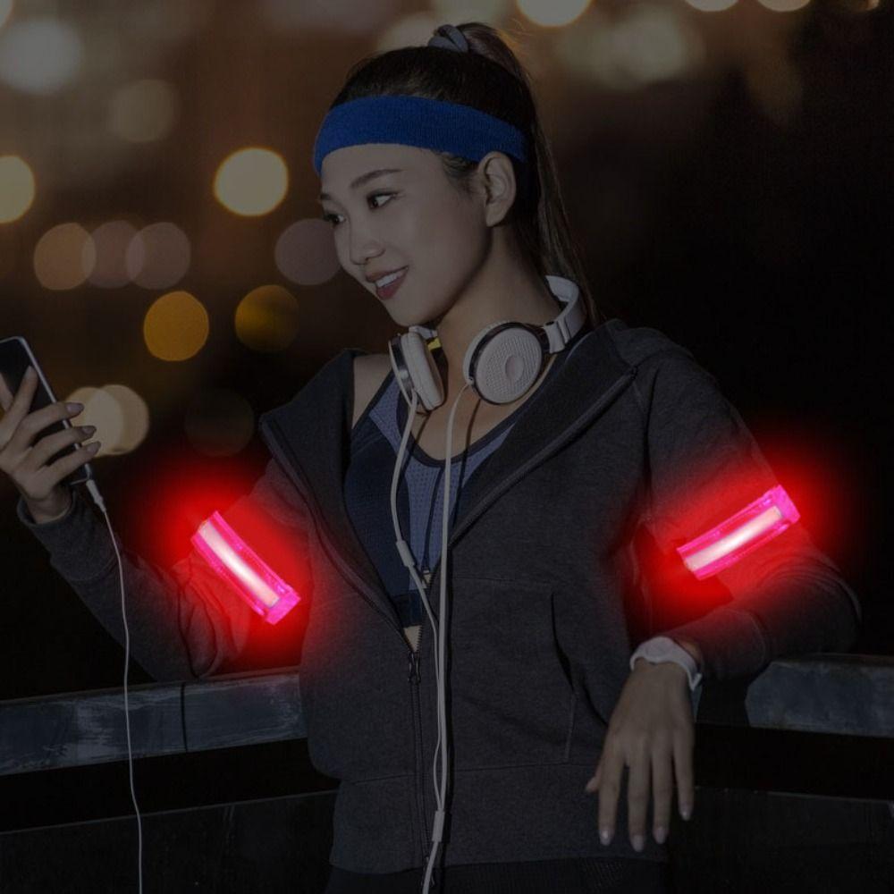 2Pcs Safety Luminous Arm Band 3 Modes Night Reflective Armband LED Light Armband Cycling Activities