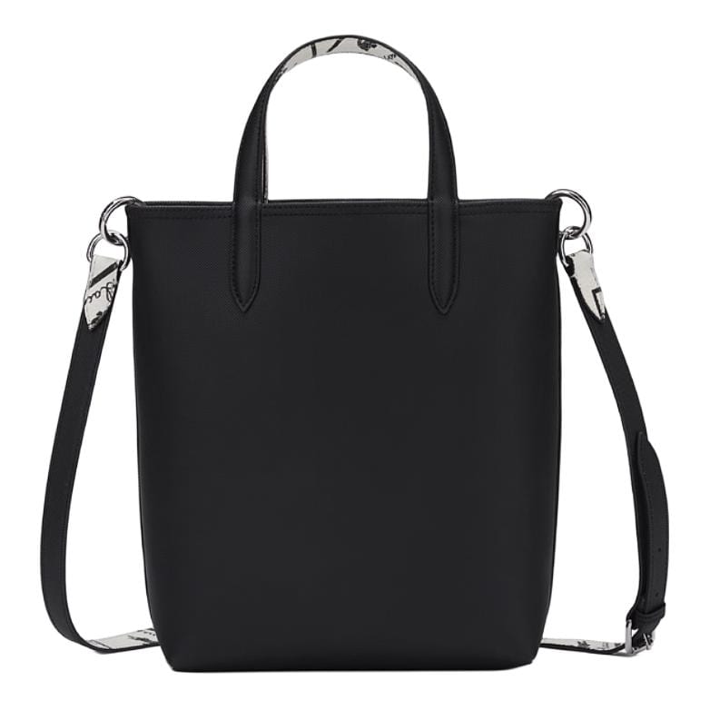 LACOSTE PVC Tote Bag, Shopping Bag, Handbag Medium Women's Black & Ecru NF4791AS-N91