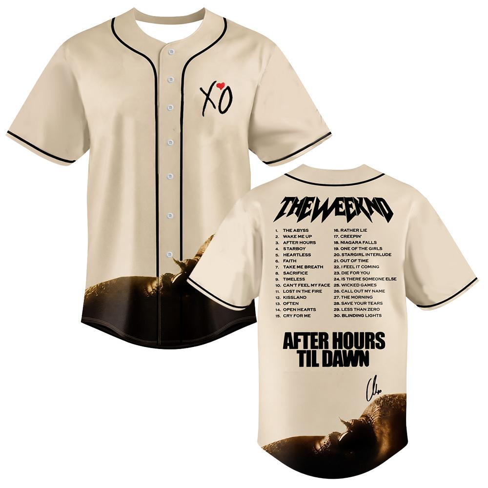 After Hours Til Dawn Tour Baseball Jersey TheWeeknds Merch 3D Graphic Print Shirts Men Women Unisex Short Sleeve Button Down Top