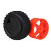 Mxfans 4-Pack Cylindrical Rubber Tires & Plastic Pentagram Wheel Rims for RC 1:10 Off-Road Vehicles (Black & Red)