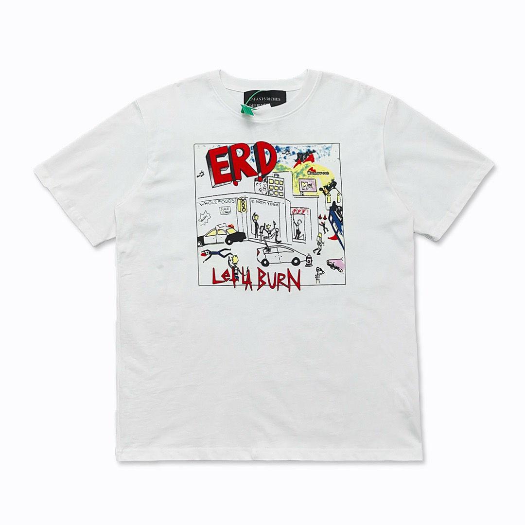 BenberFashion ERD Melancholie Trendy Merk Tweede Generatie Portret High Street Print Los Heren T-shirt Retro Ronde Hals Korte Mouw M