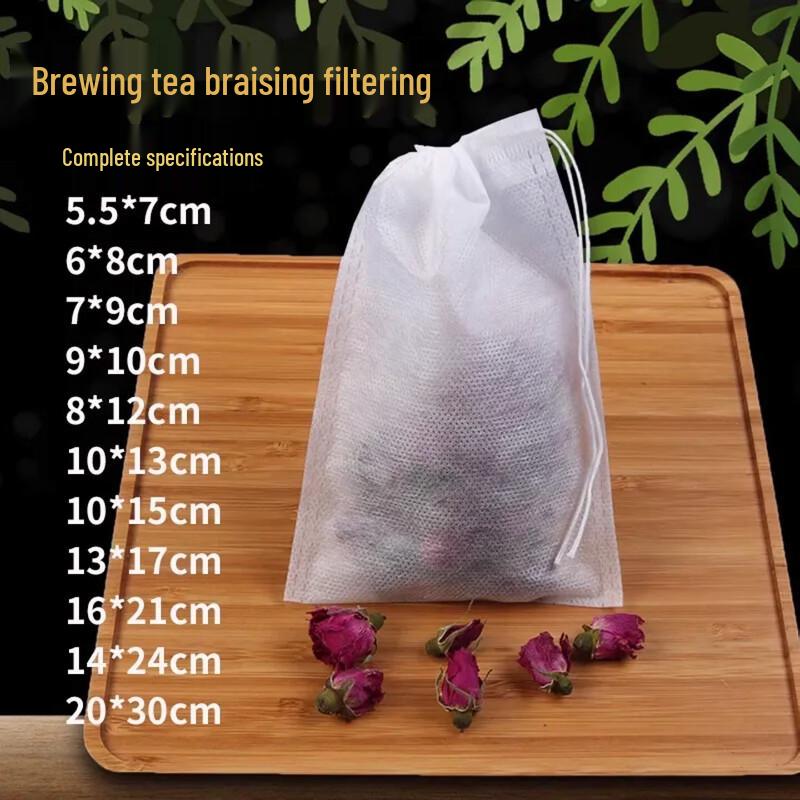 Disposable Non-Woven Drawstring Tea Bags & Herb Filter Pouches