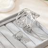Stylish Open Bangle Ring Set Elegant Retro Jewelry Set New Hollow Leaf Bangle  Evening Wear