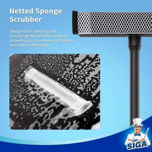 MR.SIGA Professional Car Window Cleaning Squeegee with Handle for Bathroom, Glass, and Wall Cleaning, 2-in-1 Window Cleaning Squeegee and Window Clean