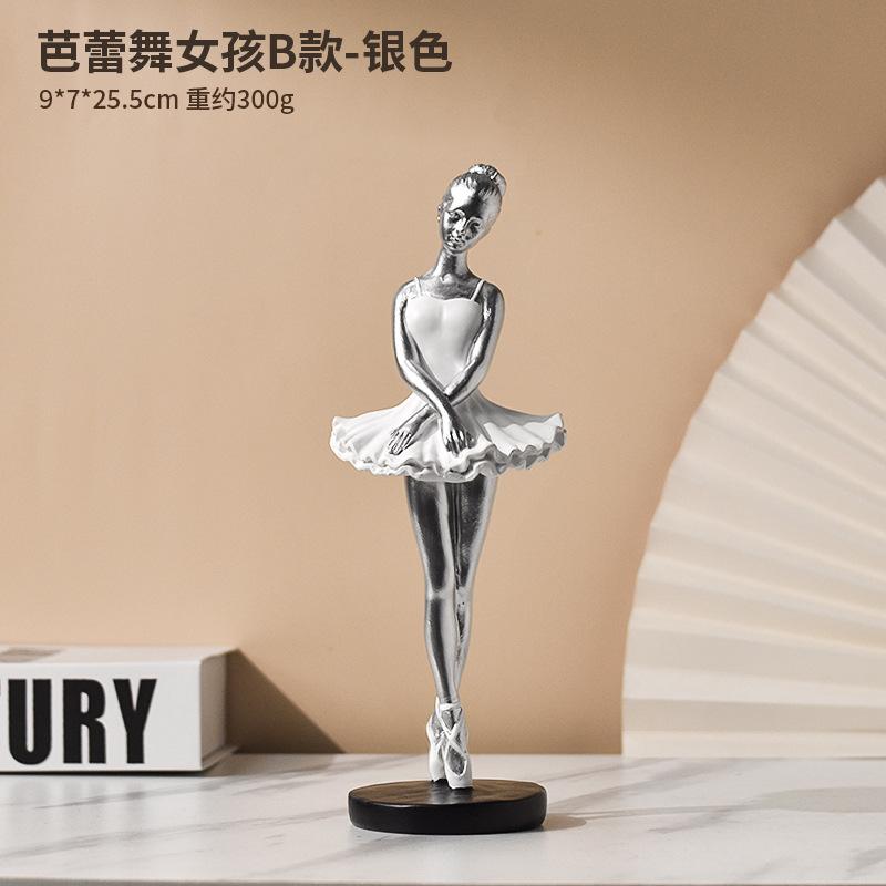 Gilded Ballerina Resin Ornaments European Style Girl Figurines Crafts Living Room Office Bookcase Figure Sculpture Ornament Gift