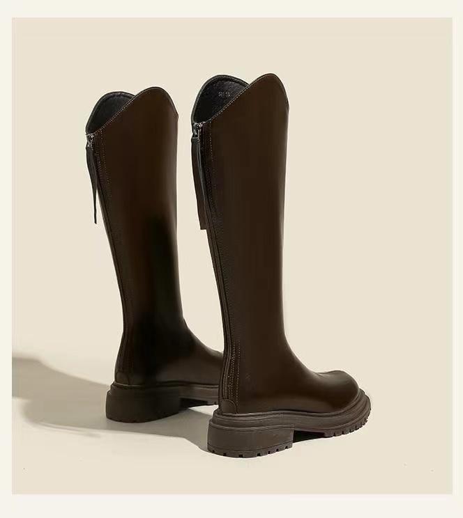 Fashion 2024 Autumn Women'S Rubber Boots Women Shoes Woman Winter Shoes Low Heels Booties Round Toe Rain Mid Calf Long Boots