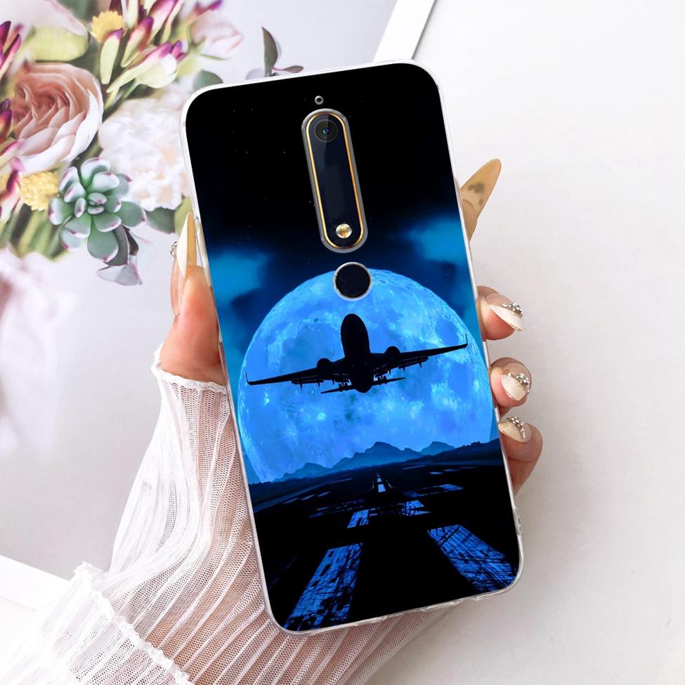 For Nokia 6 2018 Clear Case Cover Aesthetic Luxury Cute Cat Fashion Butterfly Funny Painted Phone Casing