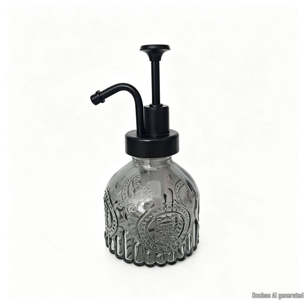 Retro Embossed Glass Spray Bottle – Small Pressure Watering Can for Garden & Home Flowers