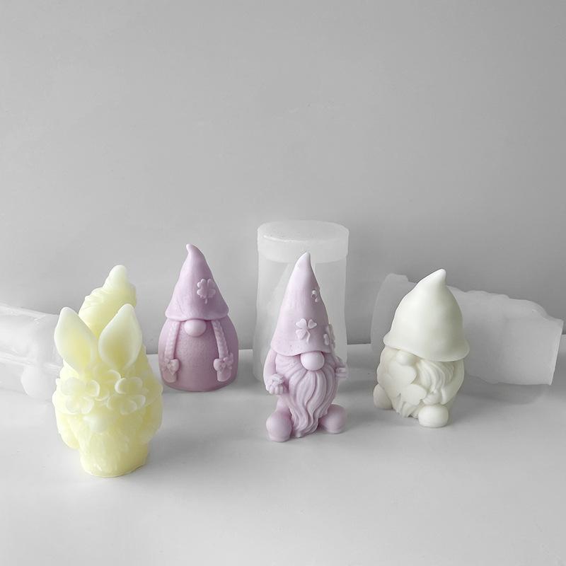 Weihnachten 3D Zwerg Silikon Kerzenformen DIY Glücksklee Älterer Aromath Wachsform Gipsstatue Harzgusswerkzeuge Heimgeschenke