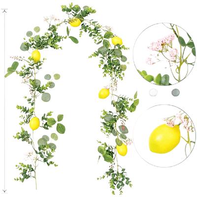Lemon Vine Wreath Made of Silk Flowers for Wedding Centerpiece Artificial Spring Decoration 200cm Yellow Green