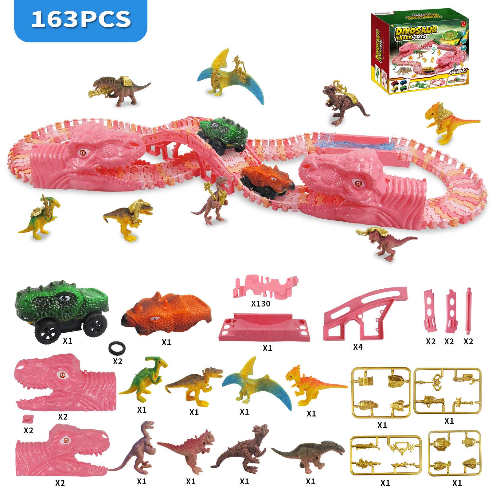 

Динозавр Золотой Воин Электрическая Трековая Машинка с Туннелем Сборка Своими Руками Розовый Набор для Детей
