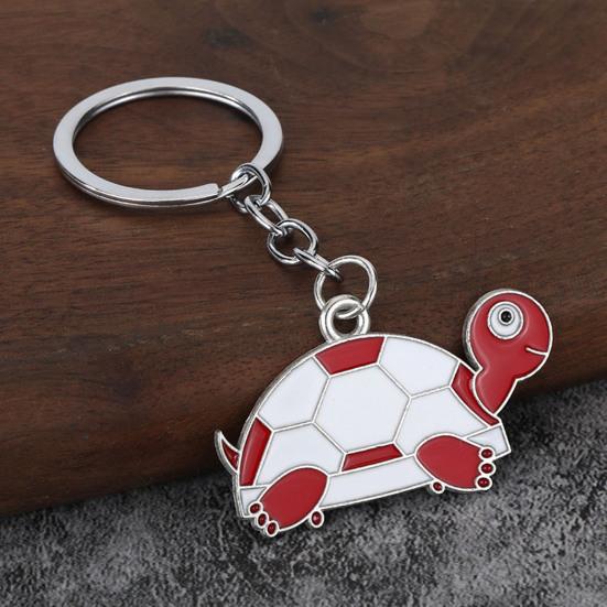 2Pcs Keychain Pendant Metal Chain Design Cartoon Key Ring with Turtle Shape Enamel