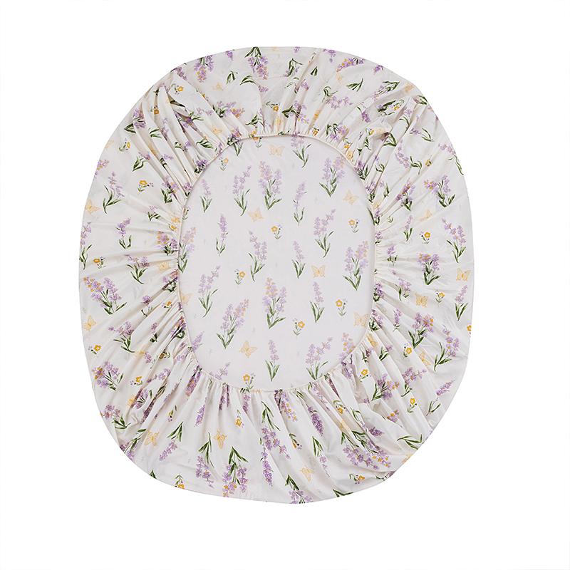 3Pc Lavender Butterfly Fitted Sheet Comfortable Bed Cover 1Fitted Sheet 2Pillowcases (No Pillowcase) Elastic Mattress Protective