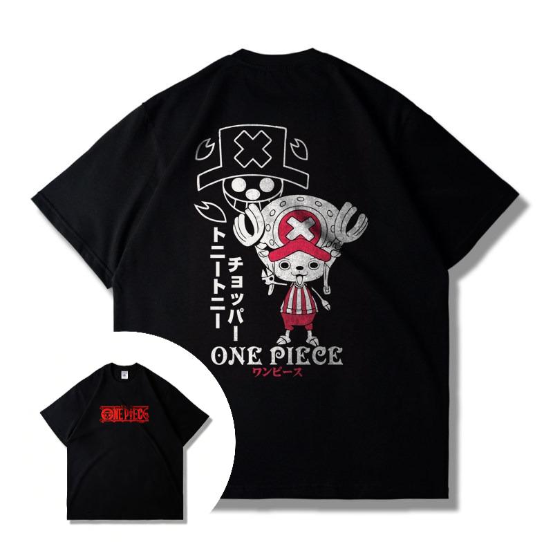 Japanese Anime Cartoon One Piece Themed Crew Leader Luffy Shortsleeved Tshirt for Men and Women Suitable for Summer