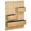Wall-mounted Wooden Garden Planters with Trellis. Drainage Holes and 3 Planter Boxes for Patio. Natural
