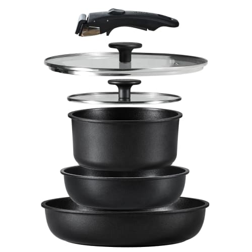 CAROTE 6-Piece Frying Pan and Pot Set, Induction & Gas Compatible, Free of Harmful Substances Like PFOA, Professional Grade, 5-Layer Construction, Tit