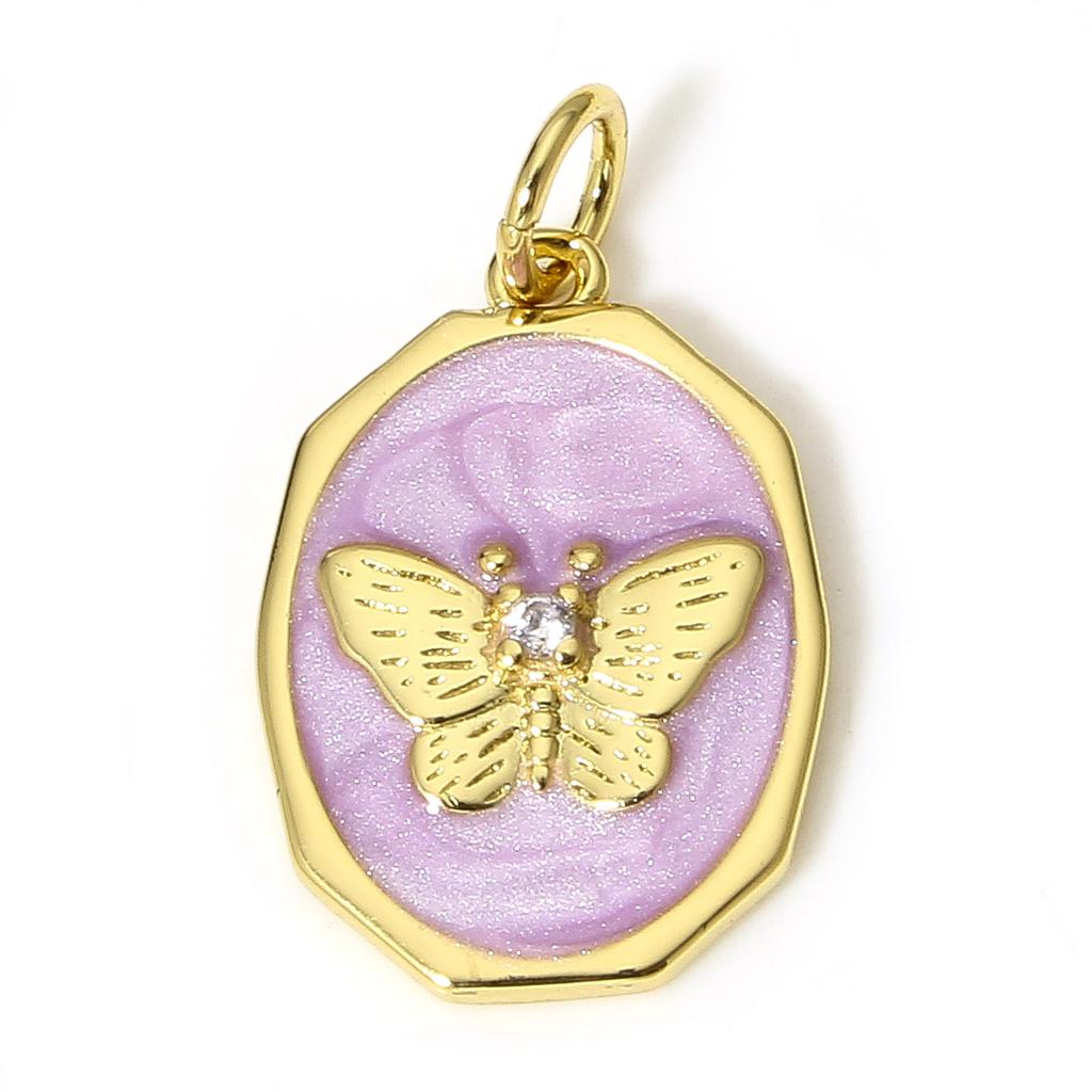 1 Piece Brass Concise Brass Moon Lighting Charms For Jewelry Making 18K Real Gold Plated Irregular Pentagram Star Enamel Pendant