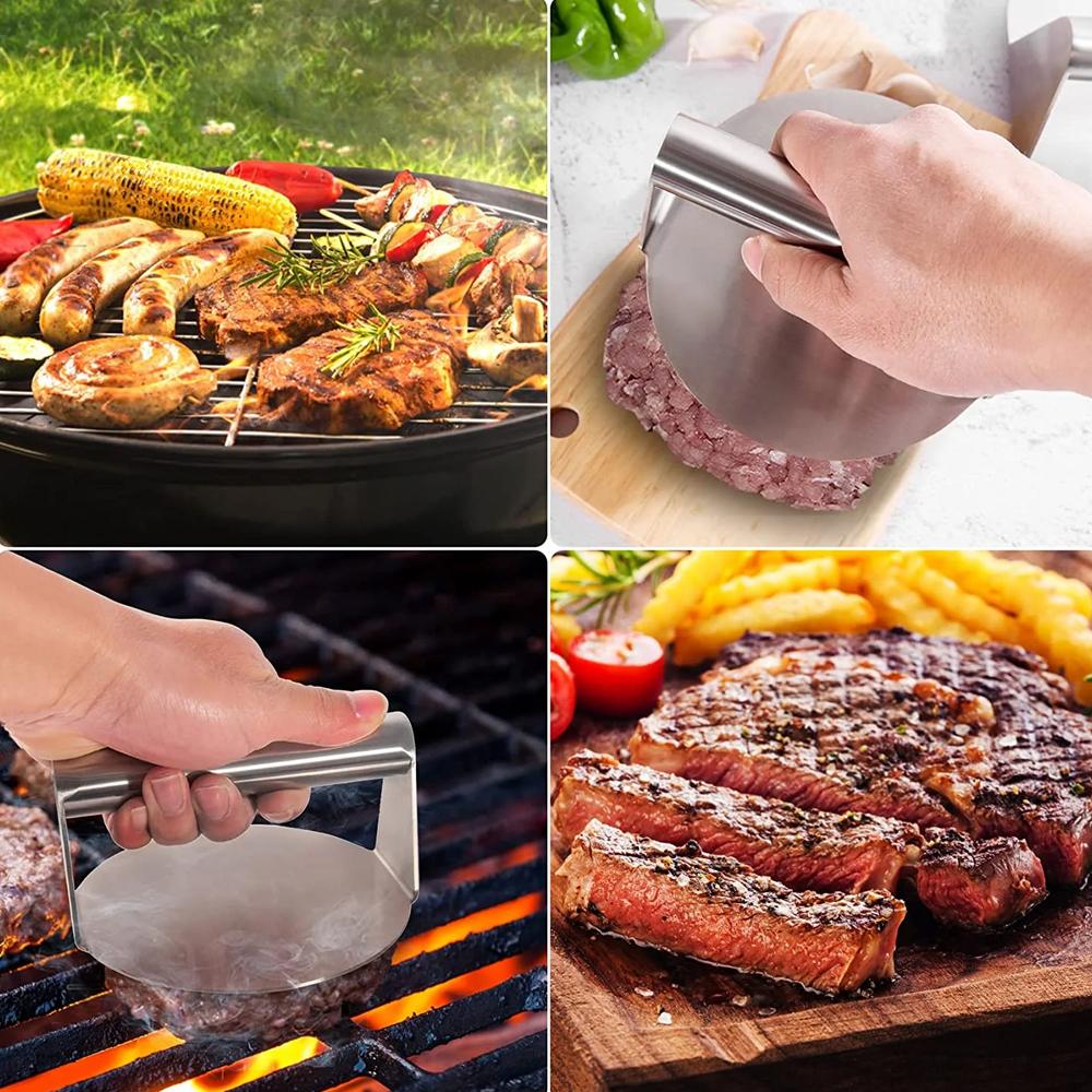Edelstahl Smash Burger Presse Hamburger Patties Fleischstampfer Kreisförmige Fleischpresse Form für Feinkost Fleisch Küchenzubehör