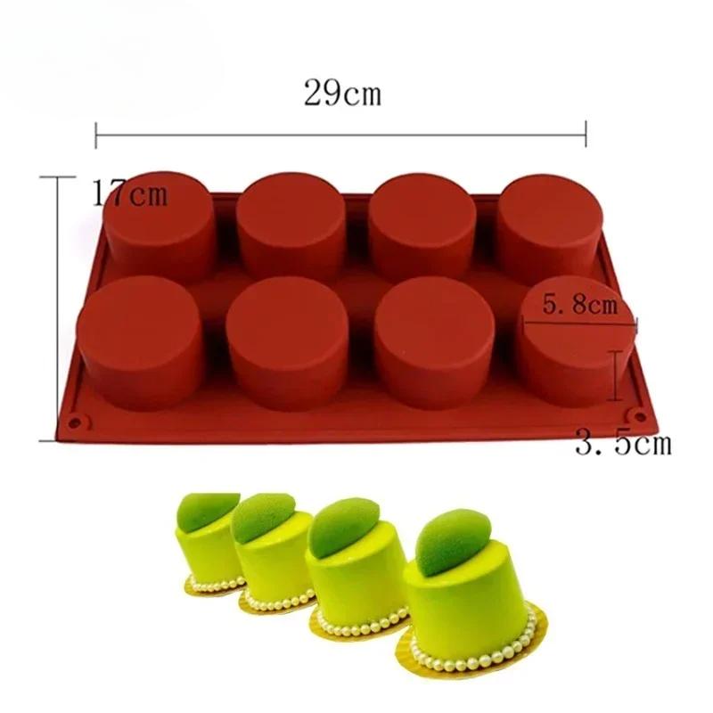 New 6 Cavity Cylinder Silicone Cake Mold For Cookies Making 3D Handmade Kitchen Reuse Baking Tools Decorating Mousse Mould