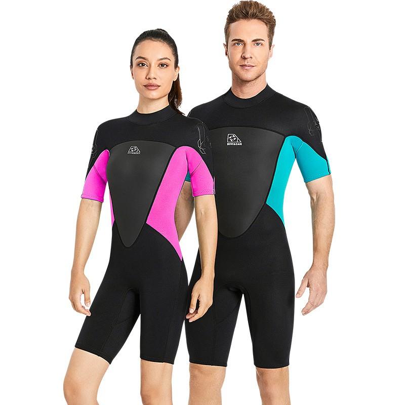 2mm Neoprene Short Sleeve Wetsuit Surfing Diving Swimming UV Protection Thermal Insulation Unisex Adult Plus Size