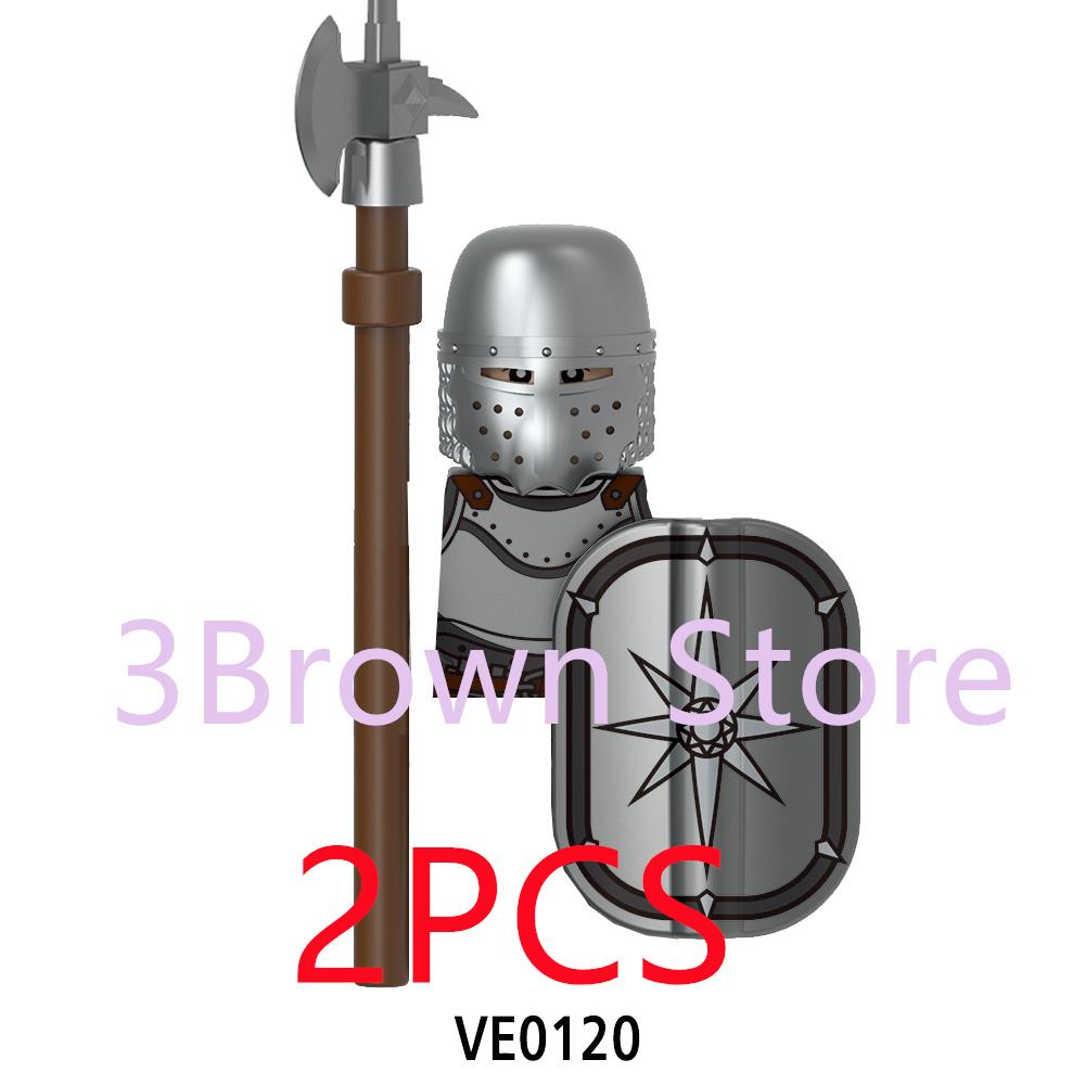Medieval Building Blocks Accessories MOC Castles Dragon Knights Army Soldiers Warrior Helmets Shields Armors Axes Toy Gift S038