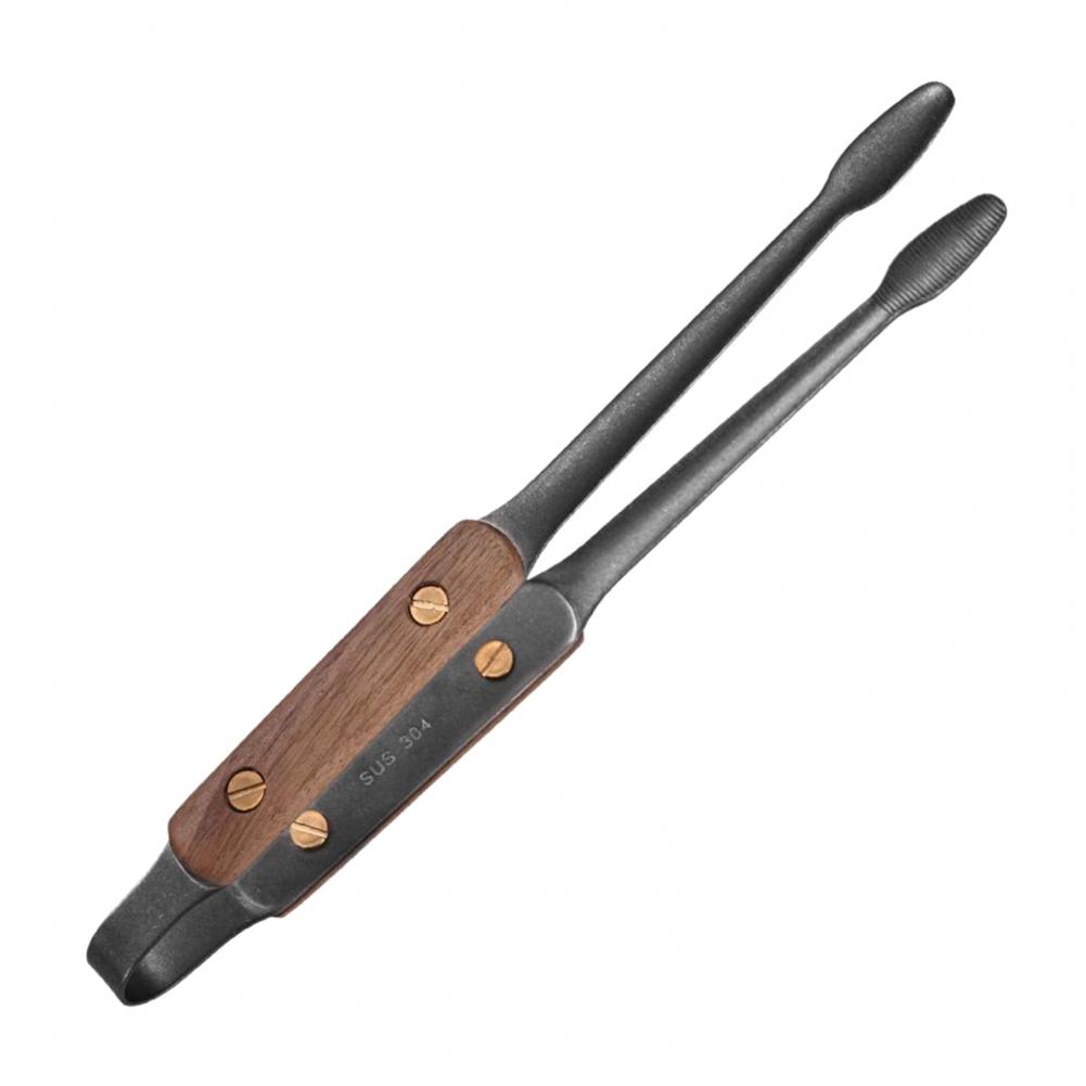 Stainless Steel Kitchen Tongs Rust Resistant Cooking Clamp Stainless Steel Cooking Tongs with Walnut Handle Heat for Grilling