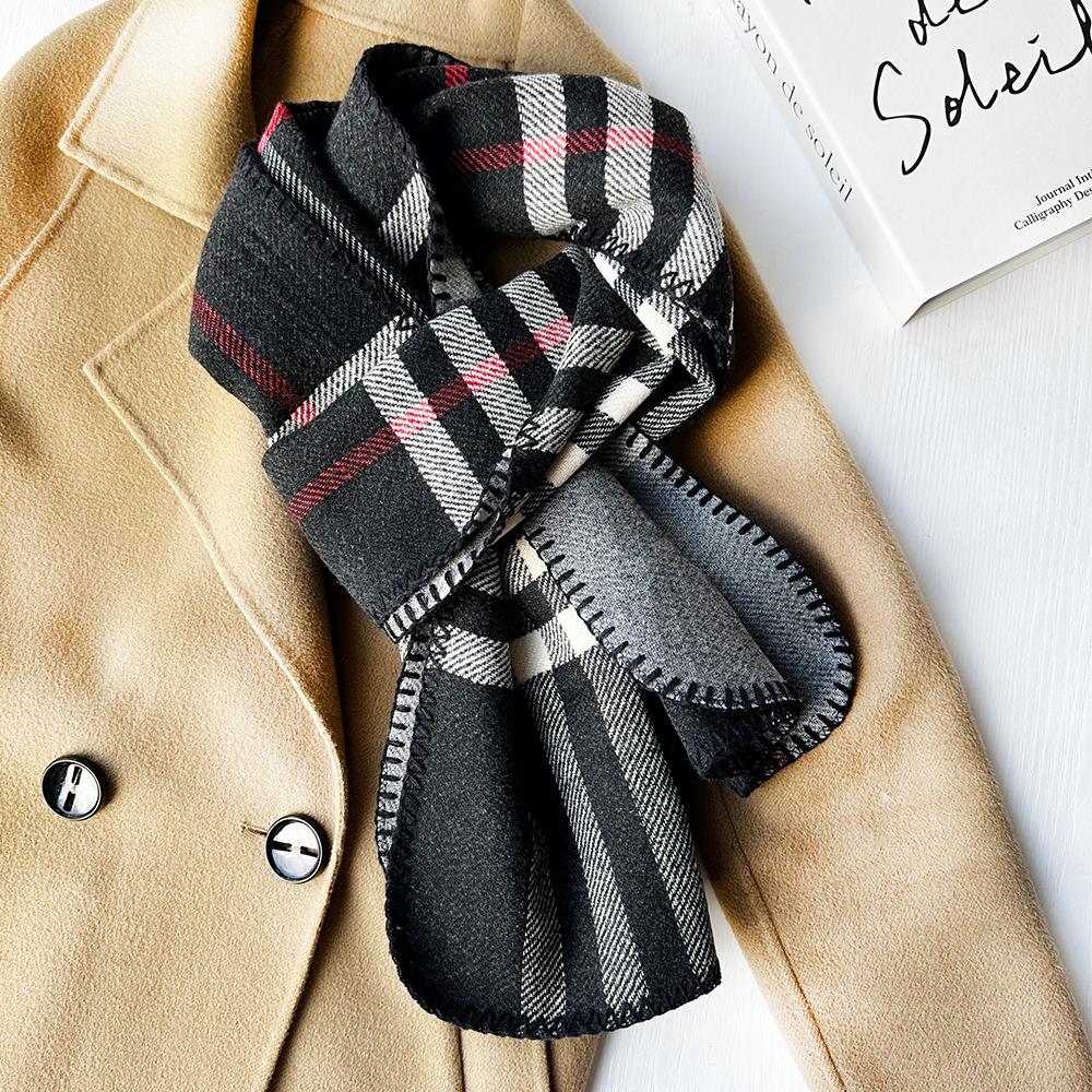 Couple Scarf Men's New Imitation Cashmere Classic Plaid Scarf Women's Winter High End Atmosphere Shawl