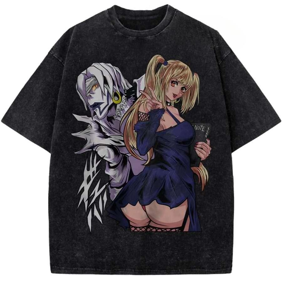 

Hot Anime DEATH NOTE MisaMisa Graphic Tee Men Short Sleeve Clothing Washed Cotton Tshirt Casual T-shirt Harajuku Vintage T Shirt S чёрный