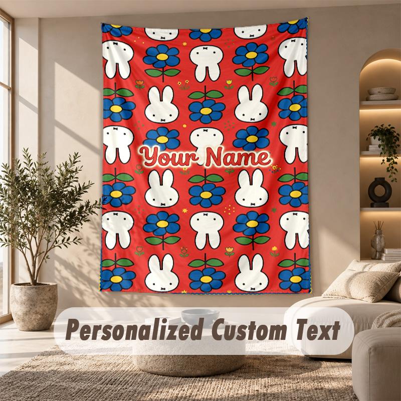 Miffy Tapestry, Personalized Custom Text, Wall Hanging Tapestry For Living Room Home Wall Decor