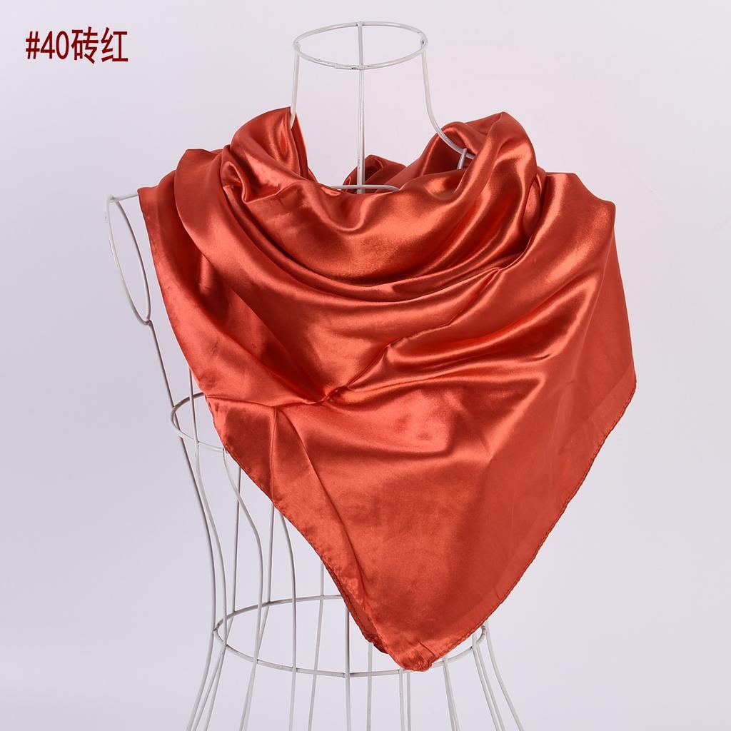 Solid Color Silk Scarf Square 90*90 Headscarf Foulard Satin Bandana Cheveux Neckerchief Hijab Accessoires For Woman Hair Scarf