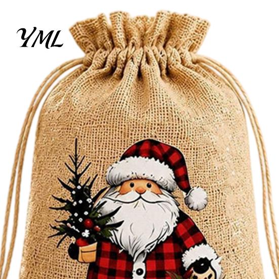 Christmas Craft Supplies Jute Burlap Gift Bags, Drawstring Treat Candy Mini Advent Calendar Bags Bag, Reusable Linen Packaging Pouch for Holiday Party