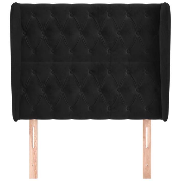 VidaXL Tête de lit avec oreilles Noir 93x23x118-128 cm Velours3118330