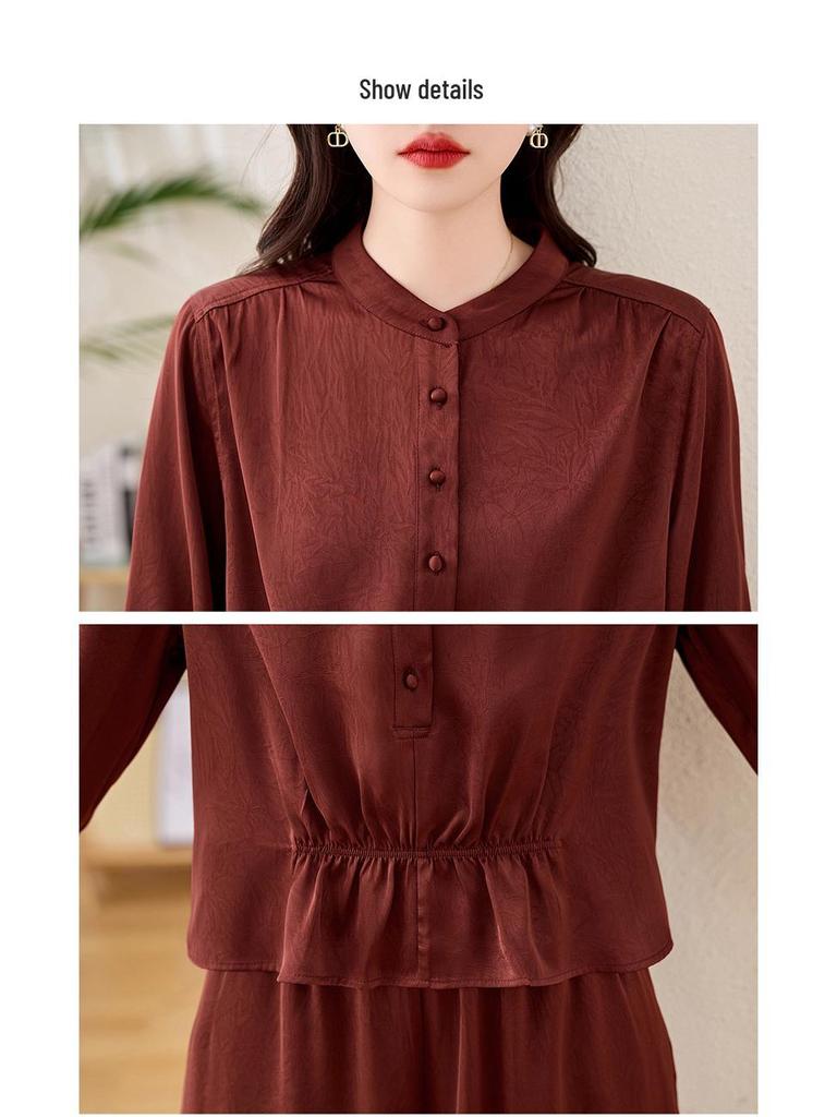 2025 Women's Spring Fashion Set: Stand-Up Collar Jacket & Wide Leg Pants