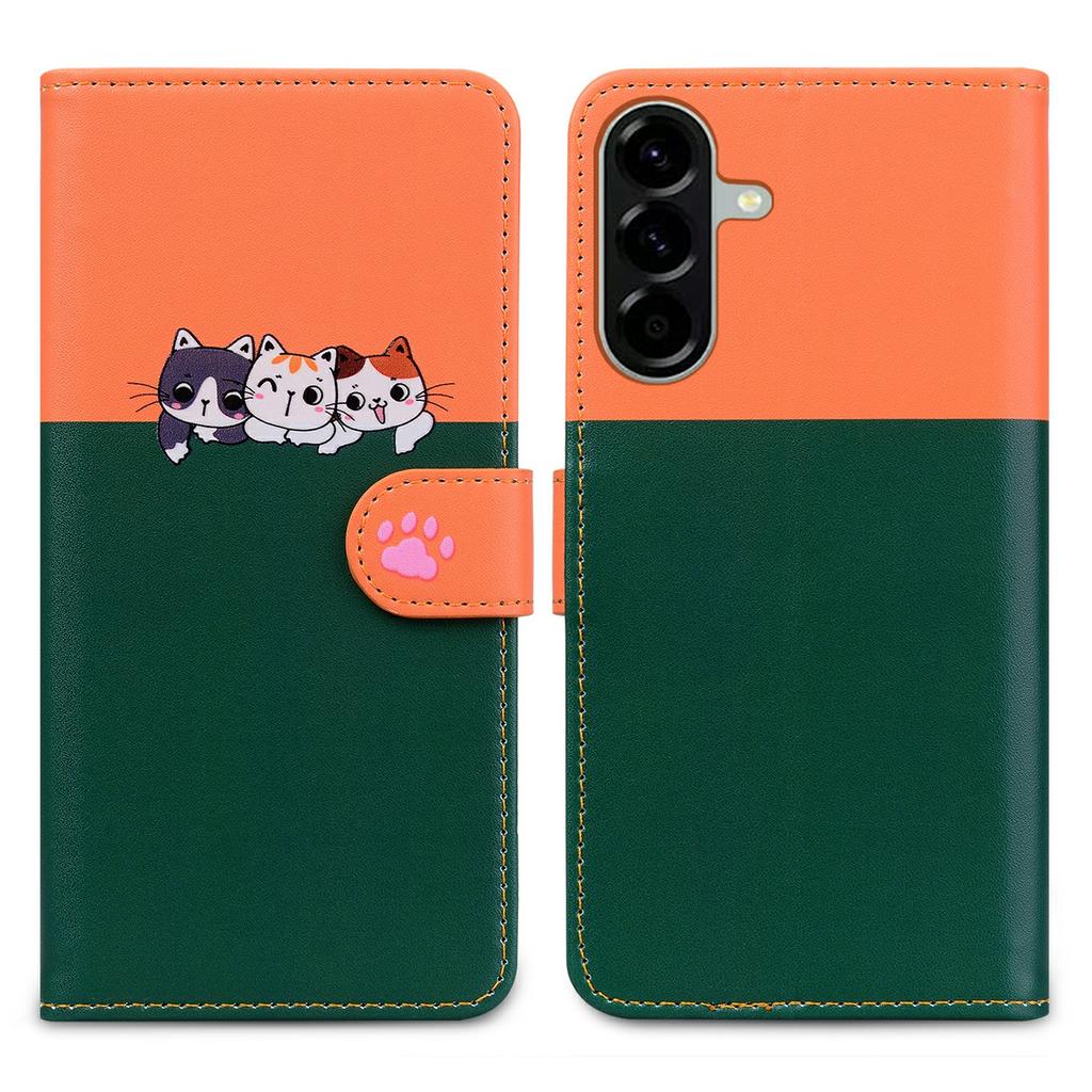 Cartoon Pet Series for Samsung Galaxy A36 5G Wallet Phone Case Splicing Leather Flip Cover