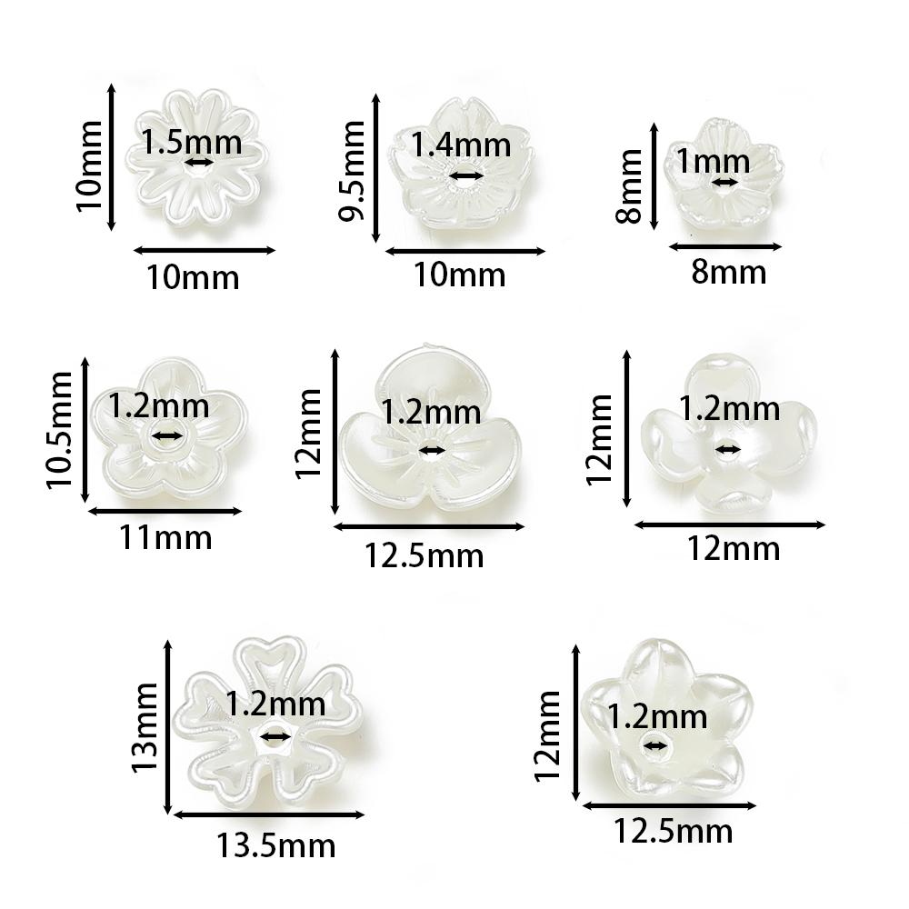 100pcs/lot Spacer Beads Pearl White Imitation Pearl Flower End Bead Caps For  DIY Jewelry Making Findings Accessories