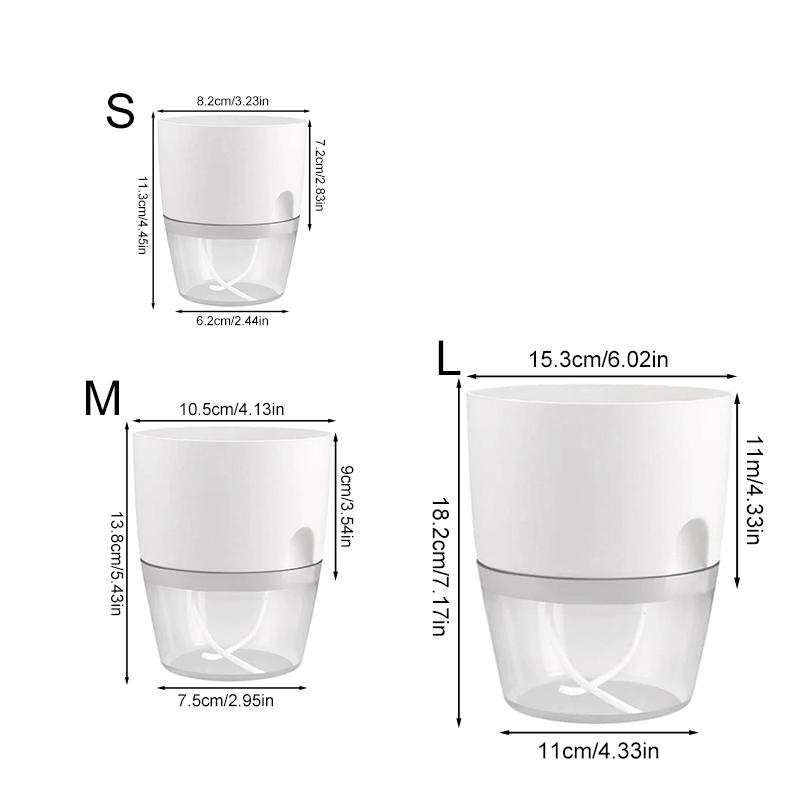 1Pcs Planter Transparent Layer Plastic Flower Pot Flowerpot Self Watering Double Cotton Rope