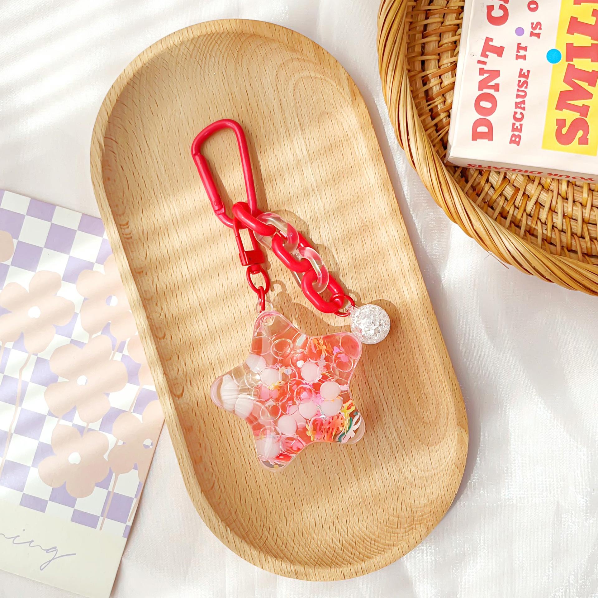 

Acrylic Star Sand Bottle Keychain - Cute Cartoon Pendant for Backpacks