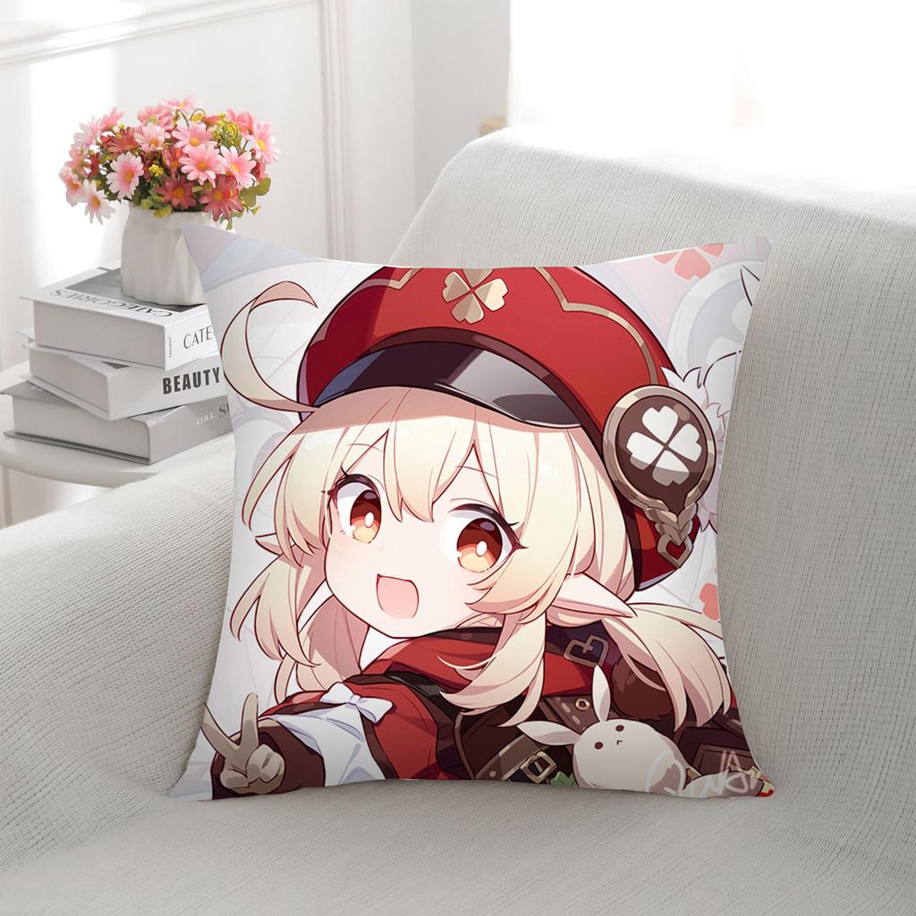 Simple Genshin Impact Printed Plush Pillow Home Cartoon Animation Two-dimensional Backrest Sofa Bedroom Home