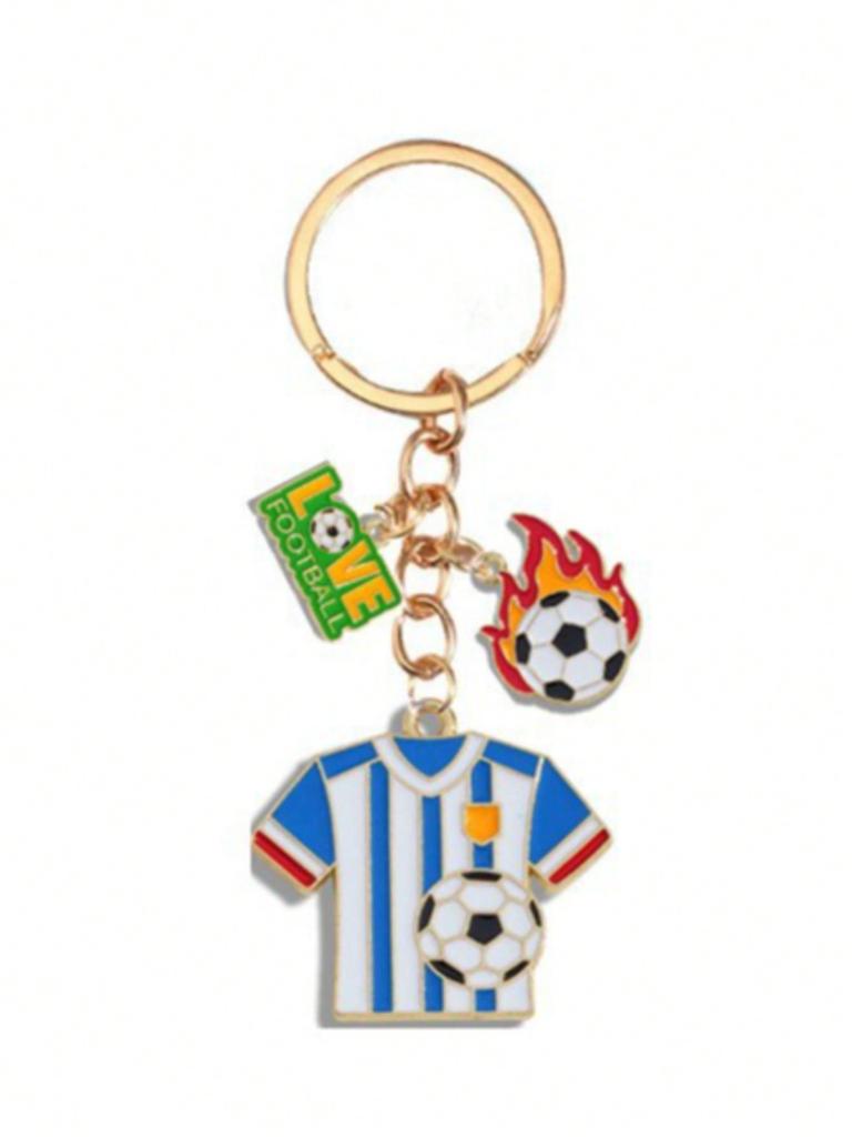 3pcs Football Keychains, Small Gift Keychains For Football Fans During World Cup Sports Events,
