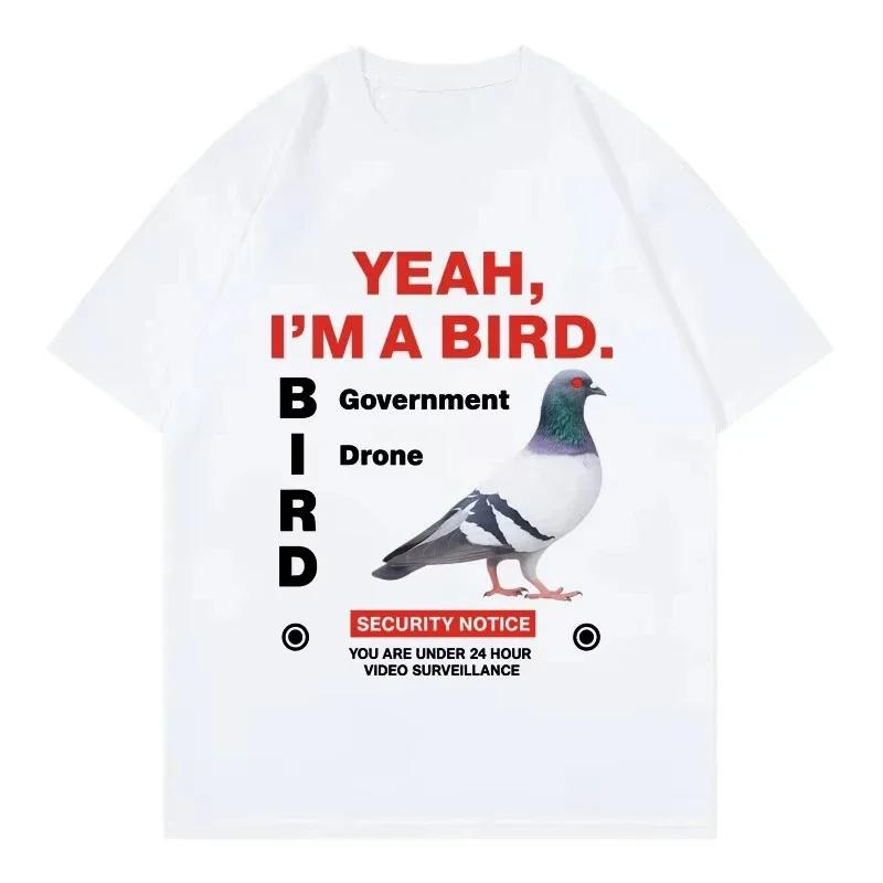 Government Funny Pigeon Graphic T Shirts High Street 2026 Fashion Trend Short Sleeve Tshirts Men Women Clothing Loose Tshirt