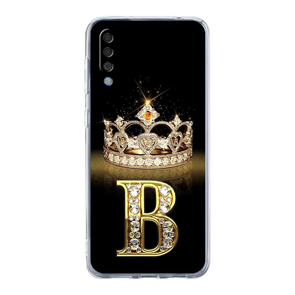 Diamond Crown Letter 26 Case For Samsung A54 A52 A50 A70 A40 A20S A20E A02S A12 A14 A16 A22 A24 A42 A34 A32 5G A04s A06 Cover