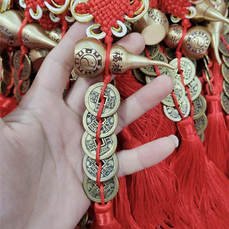 

Монети п’яти імператорів із чистої міді та підвіска з гарбуза багуа на щастя, здоров’я та благословення фен-шуй (7см) 2.5cm Copper Coin