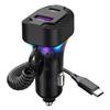 Car Fast Charger with Spring Wire Atmosphere Light Cigarette Lighter Converter PD 30W 3 Output 12V-24V for Mobile Phone Camera