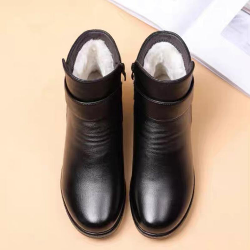 Mom velvet autumn and winter non-slip warm elderly short boots middle-aged and elderly women's shoes mother shoes cotton shoes leather shoes winter s