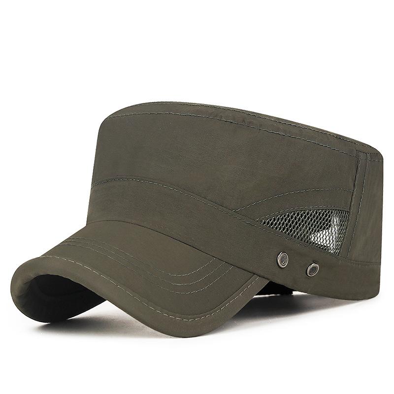 Quick-drying Flat Top Hat for Men, Cool and Breathable, Sporty Curved Brim Hat, Adjustable Mesh Sun Protection Hat