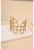 Gold Adjustable Wide Stainless Steel Open Cuff Bracelet for Women with European and American High-End Style