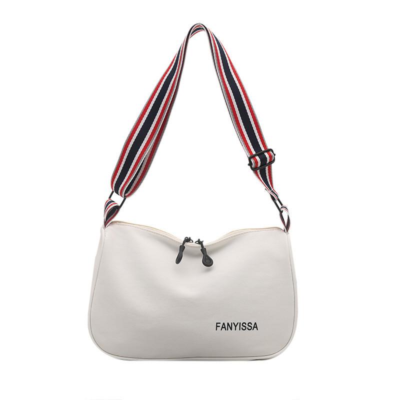 Canvas Bag Women Large Capacity Summer Casual Shoulder Bag With Zipper For Daily Use